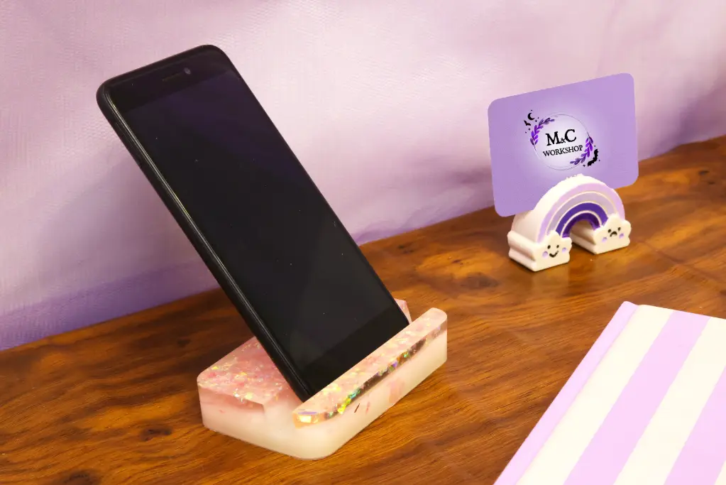 Porte téléphone Rectangle Blanc/Rose