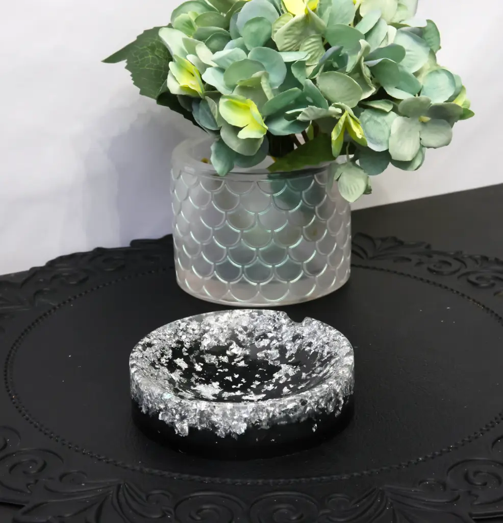 Cendrier Rond Noir/Argent