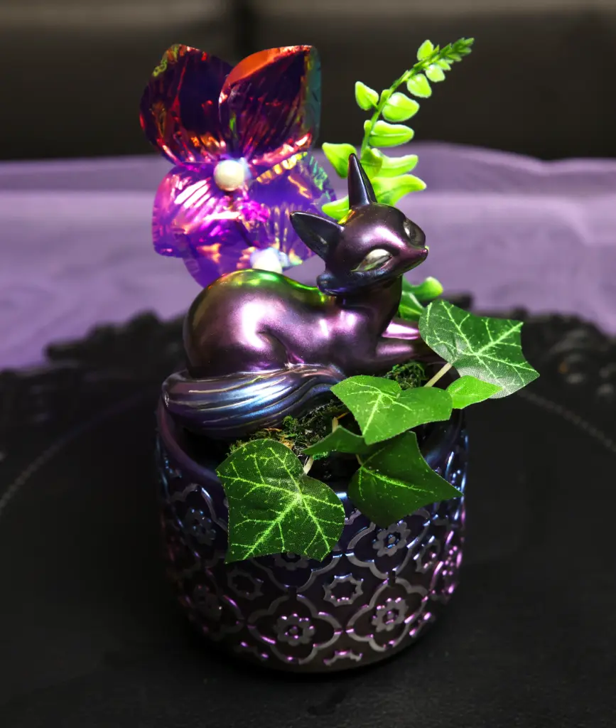 Figurine Renard couché Violet/Rose